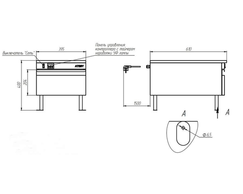 Стерилизатор столовых приборов и инвентаря Atesy ССПИ-1.1-02-Н