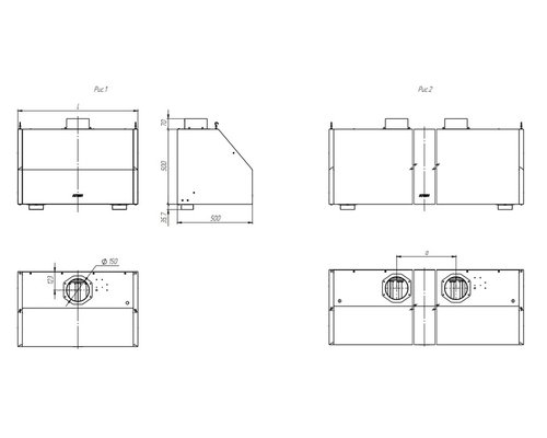 Зонт вентиляционный ЗВН-Л-1-1200.500.500-02