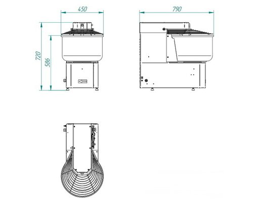 Тестомес спиральный Abat ТМС-30НН-1Р
