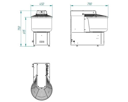 Тестомес спиральный Abat ТМС-40НН-1Р