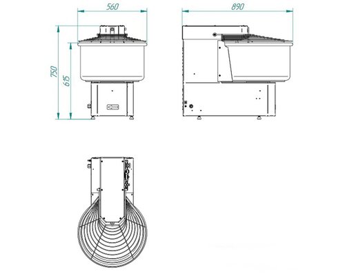 Тестомес спиральный Abat ТМС-60НН-1Р