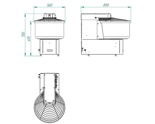 Тестомес спиральный Abat ТМС-60НН-2Р