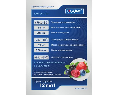 Аппарат шоковой заморозки Abat ШОК-20-1/1М