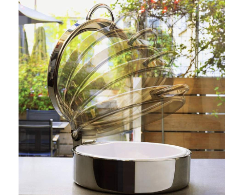 Чаффин диш круглый со стеклянной крышкой Paderno 5 л (электрический)