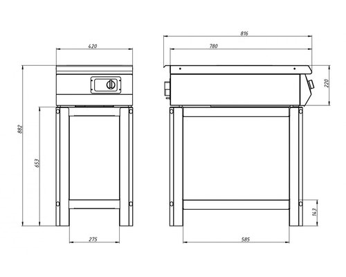 Индукционная плита WOK Ф1ИП/800 (на подставке, с краном для залива)