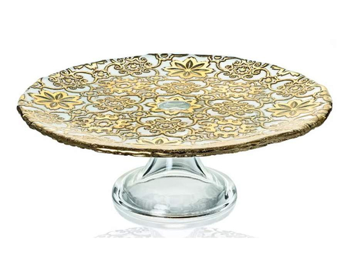 Подставка для торта на ножке IVV ARABESQUE 26 см (золотая отделка)
