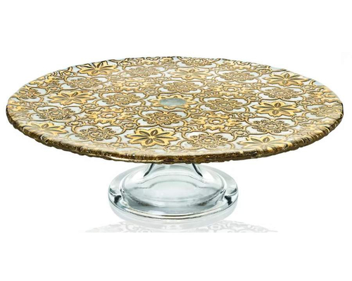 Подставка для торта на ножке IVV ARABESQUE 32 см (золотая отделка)
