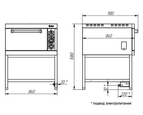 Шкаф жарочный Abat ШЖЭ-1-Э (эмалированная духовка, подставка)
