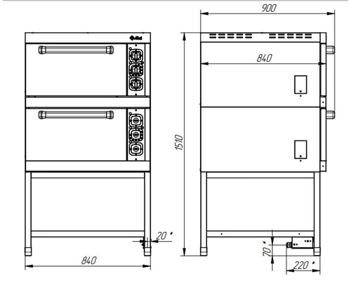 Шкаф жарочный Abat ШЖЭ-2-Э (эмалированная духовка, подставка)