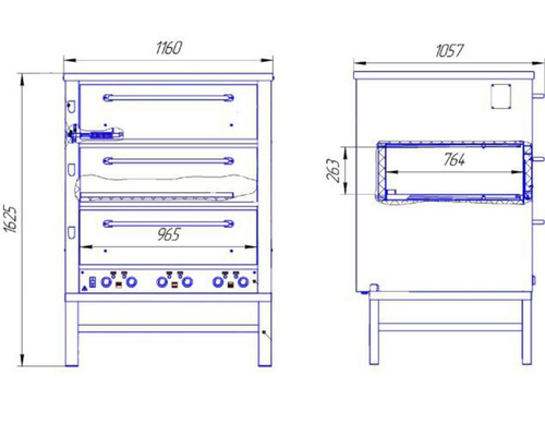 Хлебопекарная ярусная печь ХПЭ-500 (нержавеющая, в обрешетке)