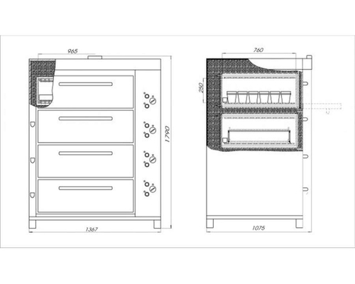 Хлебопекарная ярусная печь ХПЭ-750/4 (нержавеющая)