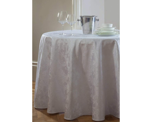 Скатерть круглая Astinn Barocco Scandinavia (белая) D=160 см (подгиб 1 см)