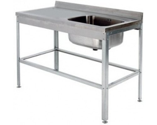 Ванна цельнотянутая, встроенная в стол справа, с бортом и полкой под смеситель ВЦСП 12/6 (э)