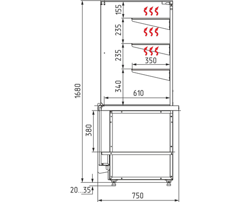 Кондитерская тепловая витрина-башня Полюс KC80 (Borneo 2) SH 0,8-11