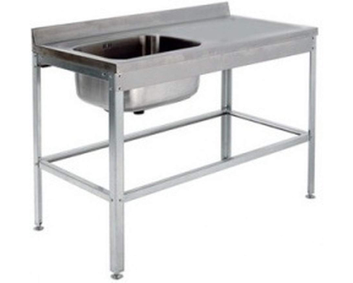 Ванна цельнотянутая, встроенная в стол слева, с бортом и полкой под смеситель ВЦСЛ 9/6 (нерж.)