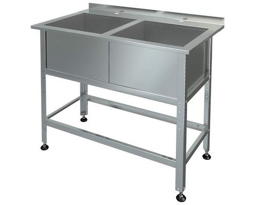 Ванна моечная сварная с бортом и полкой под смеситель ВМП 2/5 (оц.)