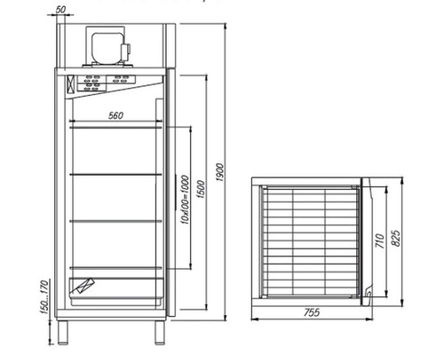 Холодильный шкаф Полюс Carboma PRO M700GN-1-G-MHC 9005 (окраш.сталь, со средним контролем влажности)