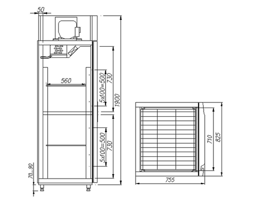 Холодильный шкаф Полюс Carboma RF700 INOX