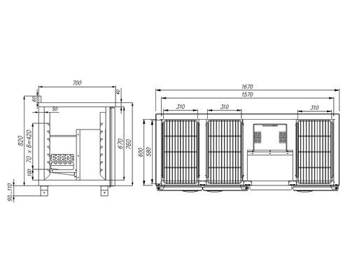 Холодильный стол Полюс T70 L3-1 0430 (3GN/LT Сarboma)