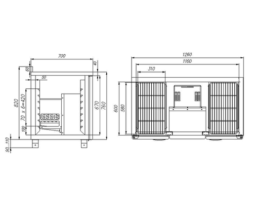 Холодильный стол Полюс T70 M2-1 9006 (2GN/NT Полюс)