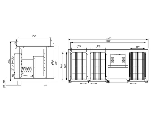 Холодильный стол Полюс T70 M3-1-G 9006 (3GNG/NT Полюс)
