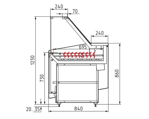 Кондитерская тепловая витрина Полюс KC80 (Borneo 2) SH 1,2-1