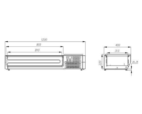 Настольная охлаждаемая витрина Полюс A40 SM 1,2 0430 (Carboma VT2-G) (без крышки)