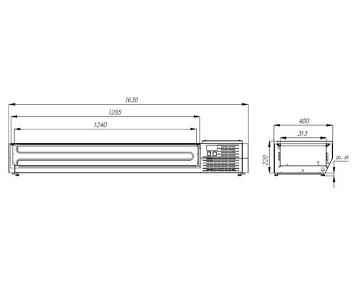 Настольная охлаждаемая витрина Полюс A40 SM 1,6 0430 (Carboma VT3-G) (без крышки)