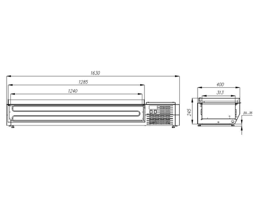 Настольная охлаждаемая витрина Полюс A40 SM 1,6 0430 (Carboma VT3-G) (с крышкой)