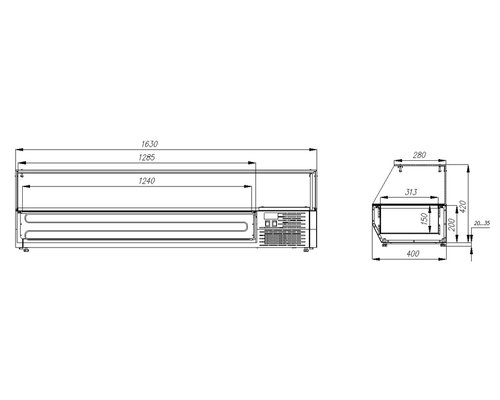 Настольная охлаждаемая витрина Полюс A40 SM 1,6-G 0430 (Carboma VT3v-G)
