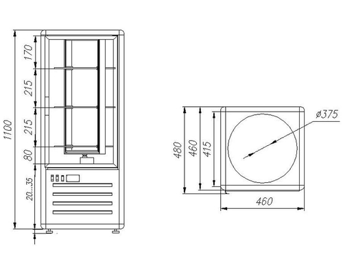 Шкаф холодильный кондитерский Полюс R120Cвр Carboma Люкс INOX (D4 VM 120-2)