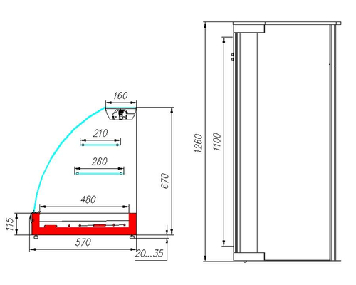 Тепловая настольная витрина Полюс A57 SH 1,2-1 (ВТ-1,2 Арго XL)