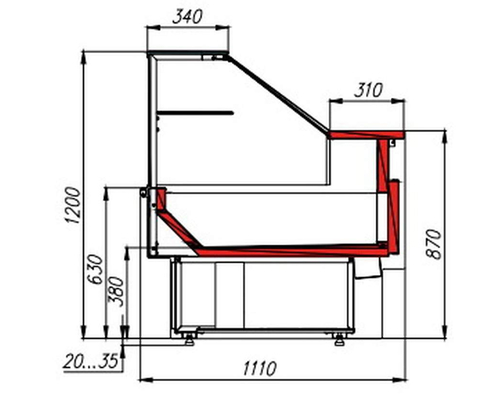 Тепловая витрина Полюс Bavaria 2 GC110 SH 1,25-1 / ВТ-1,25 Carboma