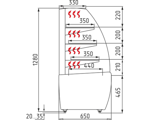 Тепловая витрина Полюс Carboma Flandria Light K70 SH 0,9-1 (стекло)