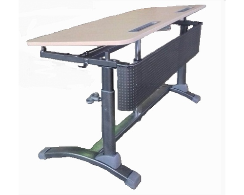 Ламифорка - 2" Двухместное учебное место-трансформер, объемный фронтон, с регулировкой наклона столешницы,полуавтоматическая регулировка роста - ГАЗОВЫЙ ЛИФТ, №2-6