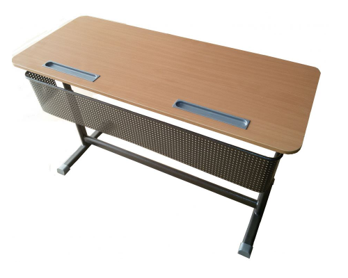 Стол ученический "Киташка - 2" двухместный регулируемый, объемный фронтон,с регулировкой наклона столешницы