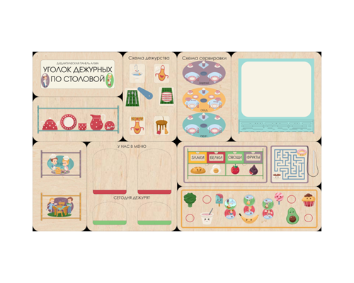 Дидактическая настенная панель АЛМА "Уголок дежурных по столовой"