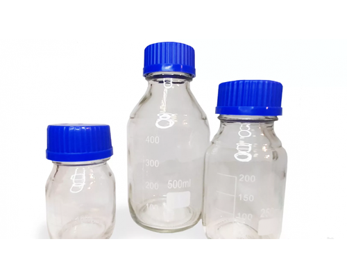 Банка лабораторная стеклянная 500 мл, с делениями, с навинчив. крышкой, светлое стекло, уп. 24/48 шт