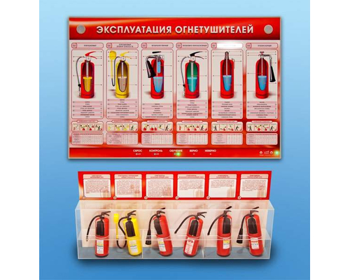 Электрифицированный стенд-тренажер "Эксплуатация огнетушителей" с разрезными агрегатами