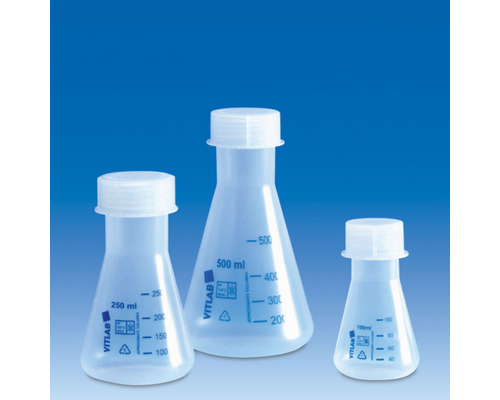 Колба коническая 500 мл,с дел.,с навинч.крышкой,п/п,уп.6 шт.