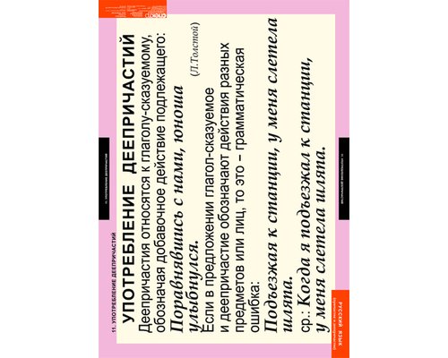 Комплект таблиц "Русский язык. Наречие" ( 6 таб.)