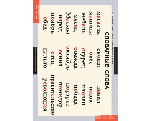 Комплект таблиц "Словарные слова" (8 таблиц)