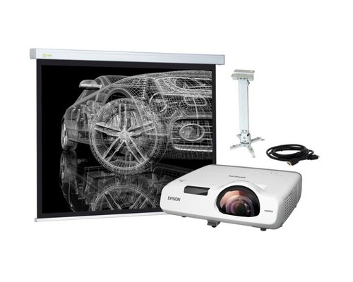 Короткофокусный проектор + настенно-потолочный экран