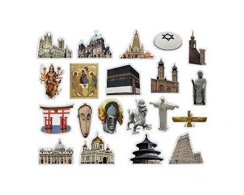 Магнитно-маркерная доска "Карта религий мира" с комплектом тематических магнитов КМ-31