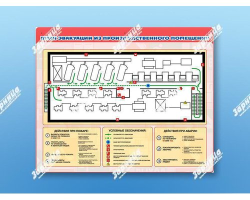 Магнитно-маркерная плакатница "План эвакуации" с фолиями + комплект тематических магнитов КМ-16