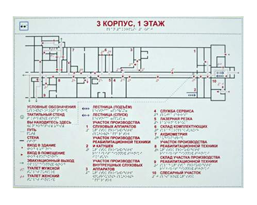 Мнемосхема 610 х 470 мм и настенное крепление прямое. Тактильная