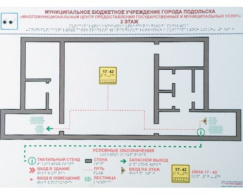 Мнемосхема 900 х 1200 мм и настенное крепление прямое. Тактильная