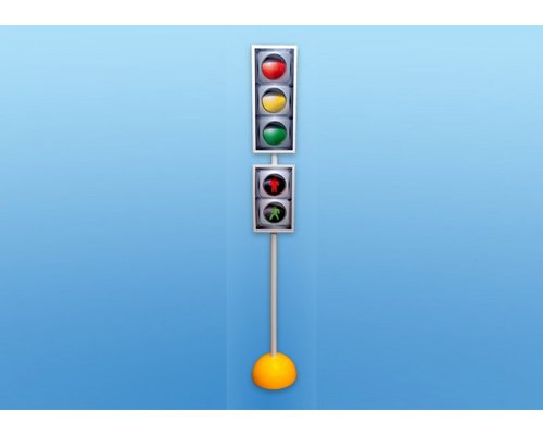 Модель транспортного и пешеходного светофоров на стойке и основании с магнитными элементами
