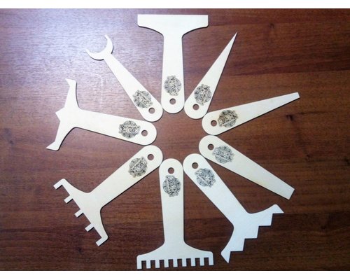 Набор инструментов для песочной анимации 9 штук (фанера)