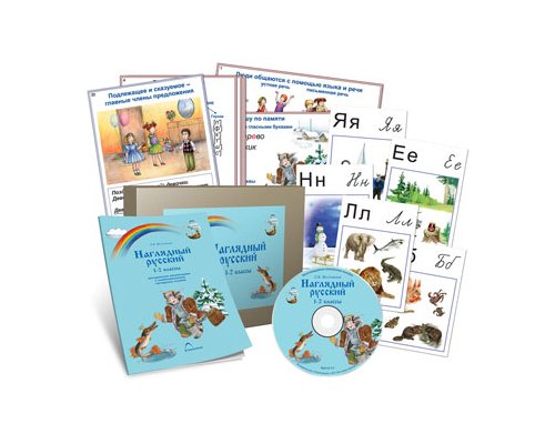 Наглядный русский. 1-2 классы  (СD-диск + демонстрационный материал (55 постеров)